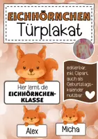 Vorschau - Poster - Eichhörnchenklasse Türplakat / Geburtstagskalender - Deckblatt
