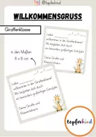 Vorschau - Mal- und Bastelvorlagen - Willkommensgruß (Giraffenklasse) zum neuen Schuljahr - Deckblatt