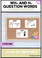Aperçu - Affichage - Classroom Posters WH- and H- Question Words - Page de couverture