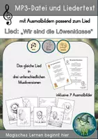 Vorschau - Mal- und Bastelvorlagen - Wir sind die Löwenklasse – Lied, Liedertext & Ausmalbilder - Deckblatt