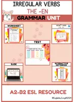 Aperçu - Feuilles d'exercices - Irregular Verbs Grammar Unit | -en - Page de couverture