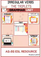 Aperçu - Feuilles d'exercices - Irregular Verbs Grammar Unit | Triplets - Page de couverture