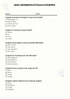 anteprima - Quiz - Geografia d´Italia e d´Europa - Quiz - Pagina 1