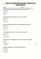 anteprima - Quiz - Identificare il soggetto in frasi semplici - Pagina 1