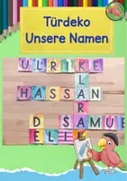 Vorschau - Mal- und Bastelvorlagen - Kunst Schulanfang, Türdekoration, Unsere Namen als Kreuzworträtsel - Deckblatt