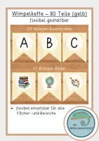Vorschau - Mal- und Bastelvorlagen - Wimpelkette (flexibel einsetzbar) - gelb - Deckblatt