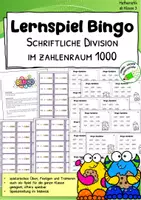 Vorschau - Stationenlernen - Schriftliche Division im Zahlenraum 1000 – Lernspiel "Bingo" | Klasse 3 - Deckblatt