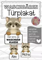 Vorschau - Poster - Waschbärenklasse Türplakat / Geburtstagskalender - Deckblatt
