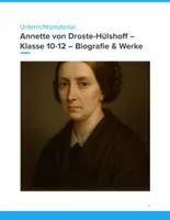 Vorschau - Unterrichtsreihen - Annette von Droste-Hülshoff – Biografie & Werke – Unterrichtseinheit für die Oberstufe - Deckblatt