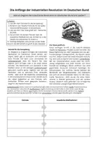 Vorschau - Arbeitsblätter - Arbeitsblatt Anfänge der industriellen Revolution im Dt. Bund - Deckblatt