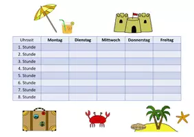 Vorschau - Lehrpläne/Lehrermaterial - Stundenplan im Urlaubsdesign - Seite 1