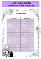 Vorschau - Arbeitsblätter - Halloween - Vokabelliste - Deckblatt