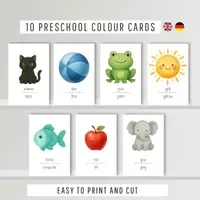Vorschau - Bildkarten - Farben Lernen auf Deutsch und Englisch - Lernkarten - Deckblatt