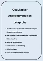 Vorschau - Unterrichtsreihen - Lehrprobe Qualitativer Angebotsvergleich - Deckblatt