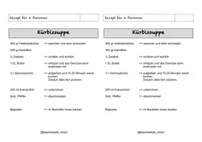 Vorschau - Arbeitsblätter - Kürbissuppen Rezept für den AES Unterricht Klasse 6-10 - saisonale Schulküchenstunde Herbst - Seite 1