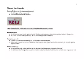 Vorschau - Stundenentwürfe - Namensstempel - Werken - Deckblatt