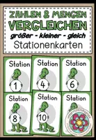 Vorschau - Stationenlernen - GRÖßER / KLEINER / GLEICH - Stationenkarten - Deckblatt