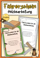 Vorschau - Mal- und Bastelvorlagen - Führerschein für die Holzbearbeitung Werken Sachunterricht Klasse 3 Klasse 4 - Deckblatt