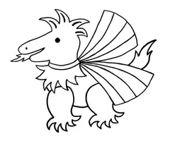 Vorschau - Mal- und Bastelvorlagen - Bastelanleitung und Ausmalbild 3D Drache - Seite 1