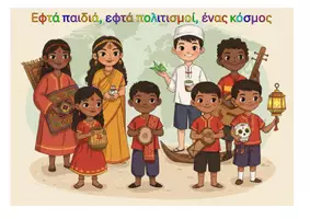 Προεπισκόπηση - Διδακτικά / Σχολικά βιβλία - Εφτά παιδιά, εφτά πολιτισμοί, ένας κόσμος - Εξώφυλλο