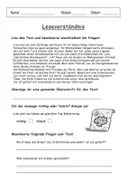 Vorschau - Arbeitsblätter - Leseverständnis Deutschunterricht Lesetexte mit Fragen - Seite 3