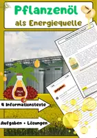 Vorschau - Arbeitsblätter - Pflanzenöl als Energiequelle - Deckblatt