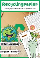 Vorschau - Arbeitsblätter - Recyclingpapier: Umweltvorteile - Deckblatt