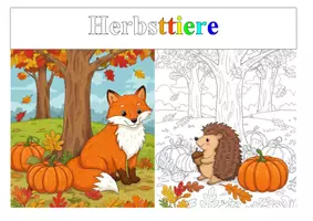 Vorschau - Mal- und Bastelvorlagen - Ausmalbilder - Herbsttiere - Deckblatt