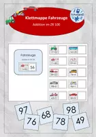 Vorschau - Arbeitsblätter - Klettmappe (TEACCH-Mappe) zur Addition im ZR 100 - Fahrzeuge - Deckblatt