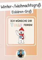 Vorschau - Mal- und Bastelvorlagen - Winter-/Weihnachts Feriengruß Eisbären Klasse - Deckblatt