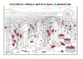 Vorschau - Mal- und Bastelvorlagen - Herbstliche Arbeiten auf dem Land, Ausmalbilder - Deckblatt