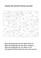 Vorschau - Arbeitsblätter - zwei Rechenbilder Ausmalbilder Bilderrätsel zum Einmaleins - Seite 1