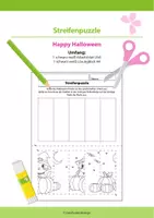 Vorschau - Arbeitsblätter - Halloween: Streifenpuzzle mit Kätzchen - Deckblatt