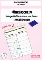 Vorschau - Test - FÜHRERSCHEIN - Sandsäckchen (Passend zu den Stationskarten ) Sportunterricht - Deckblatt