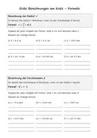 Vorschau - Arbeitsblätter - Durchmesser und Radius eines Kreises berechnen - Deckblatt