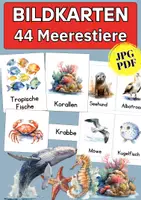 Vorschau - Bildkarten - Meerestiere kennenlernen mit 44 Aquarellkarten – Sprachförderung und Sachunterricht im Set - Deckblatt