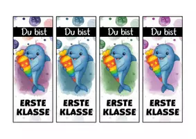 Vorschau - Anderer Materialtyp - Delfinklasse Lesezeichen als Geschenk zur Einschulung - Seite 1