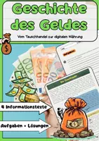 Vorschau - Arbeitsblätter - Geschichte des Geldes: Tauschhandel, Münzen, Papiergeld, Kryptowährungen - Deckblatt