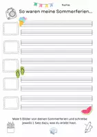 Vorschau - Arbeitsblätter - So waren meine Sommerferien - schreiben und malen - Deckblatt