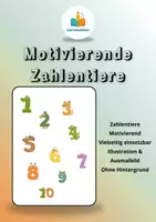 Vorschau - Stationenlernen - Motivierende Zahlentiere - Ziffern von 0 bis 9 - Deckblatt