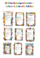 Vorschau - Lehrpläne/Lehrermaterial - 60 Einschulungsurkunden – Lehrer und Lehrerin Edition - Deckblatt