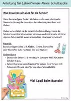 Vorschau - Stundenentwürfe - Backtoschool: MEGA coole Bastelvorlage! 3D-Schultasche-Kunstprojekt für die 1.Klasse Grundschule! - Seite 1