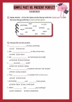 Vorschau - Arbeitsblätter - simple past vs present perfect Übung exercises Flashcards - Seite 1