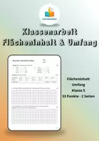 Vorschau - Arbeitsblätter - Mathearbeit Klasse 5 - Flächeninhalt & Umfang - Deckblatt