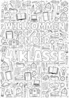 Vorschau - Mal- und Bastelvorlagen - Kooperatives Doodle Poster für den Schulbeginn zum Basteln & Malen - „Willkommen in der 4. Klasse" - Seite 2
