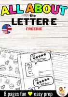 Vorschau - Stationenlernen - FREEBIE All About the letter E Alphabet Book Recognition Beginning Sounds - Deckblatt