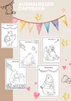 Vorschau - Mal- und Bastelvorlagen - 25 Ausmalbilder Capybara zum anmalen - Deckblatt