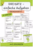 Vorschau - Aufgabenkarten - Dreisatz Übungskartei - (einfache Textaufgaben) mit Lösungen - Deckblatt