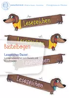 Vorschau - Mal- und Bastelvorlagen - Bastelbogen: Lesezeichen Dackel als Lesemotivation - Deckblatt