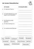 Vorschau - Arbeitsblätter - Arbeitsblatt Rezept Anleitung Plätzchen backen Ostern Frühling - Deckblatt